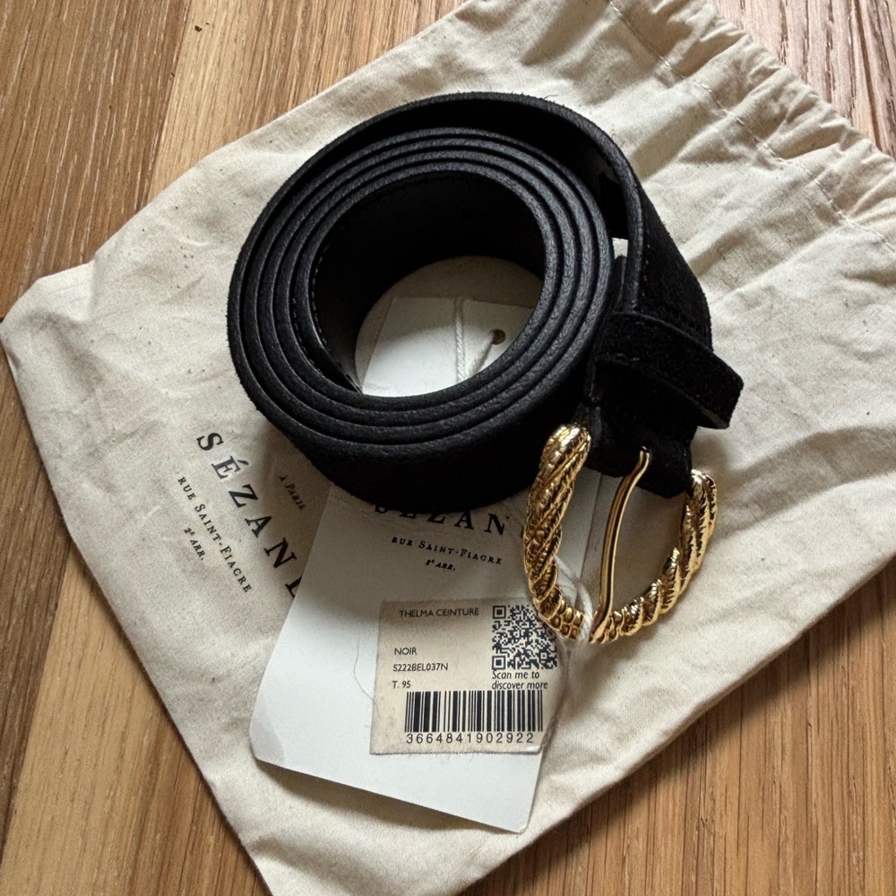 Sezane Thelma Belt Black - Size 95 NWT